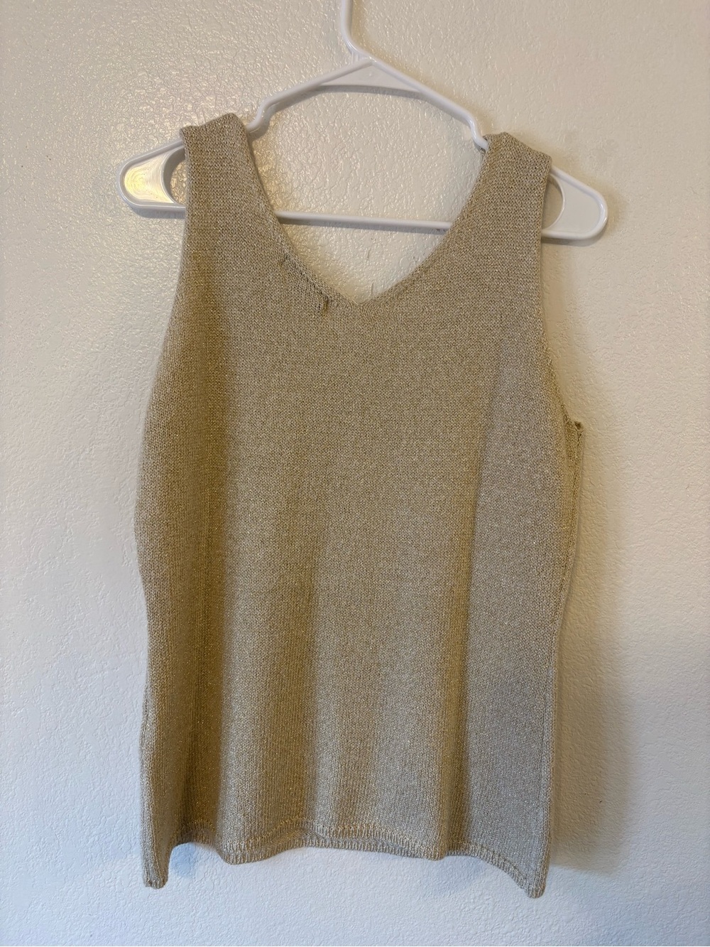 Charlie B Gold Metallic Knit V-Neck Tank - Picture 2 of 4